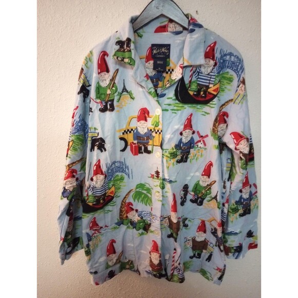 Original Nick & Nora - Women's Traveling Gnome PJ Top XL 22" 30" Dwarf Cotton - Picture 1 of 11